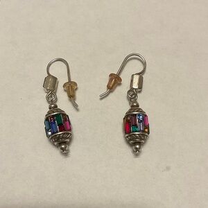 Brighton Silver Plated Dangle Earrings with multicoloured inlay.